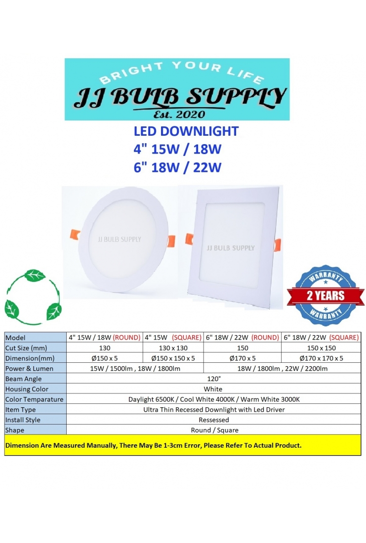 LED DOWNLIGH 4 INCHE 15W 18W / 6 INCHE 18W 22W ROUND SQUARE