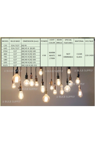 LED ANTIQUE EDISON BULB CLEAR E14 / E27