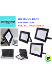 LED FLOOD LIGHT RGB / RED / BLUE / GREEN (30W / 50W / 100W)