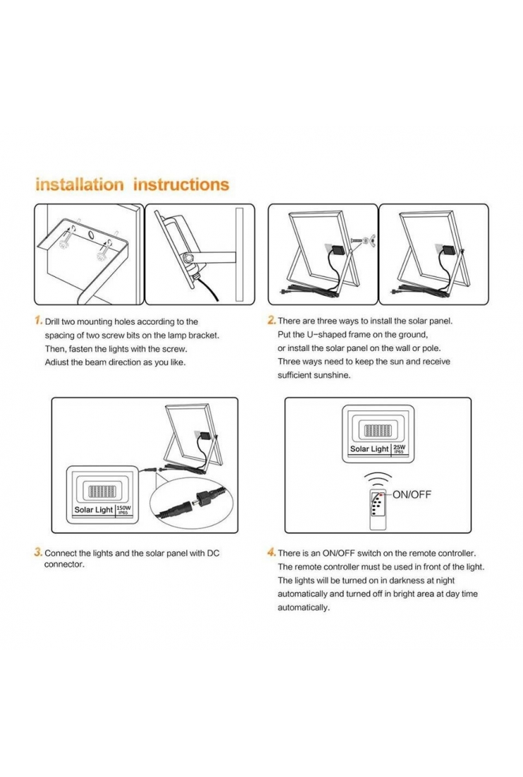LED SOLAR FLOOD LIGHT WITH SOLAR PANEL 150W 250W 450W 500W